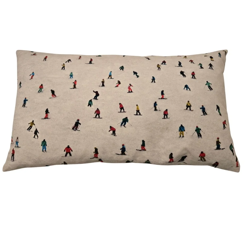 Coast & Valley Down Pillow Skiers Snowboarder Throw Pillow France Winter Whimsy